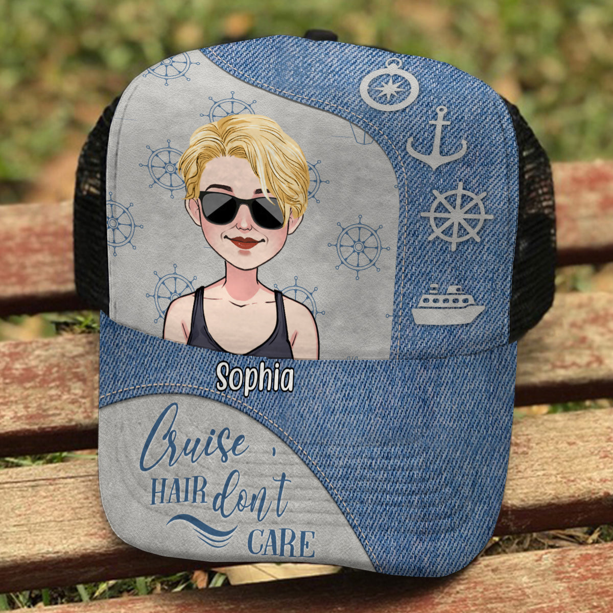 Cheveux de croisière, on s'en fiche - Casquette de camionneur personnalisée pour croisière