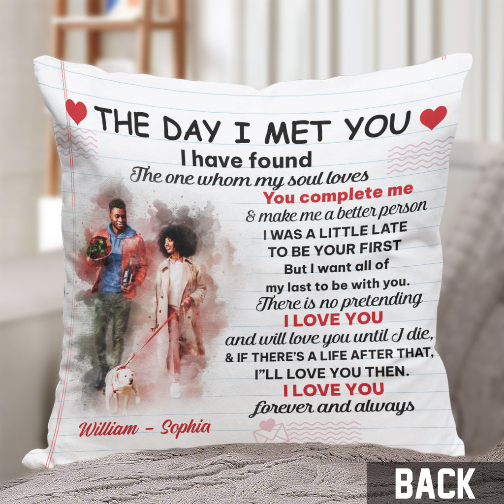 The Day I Met You - Personalized Couple Throw Pillow