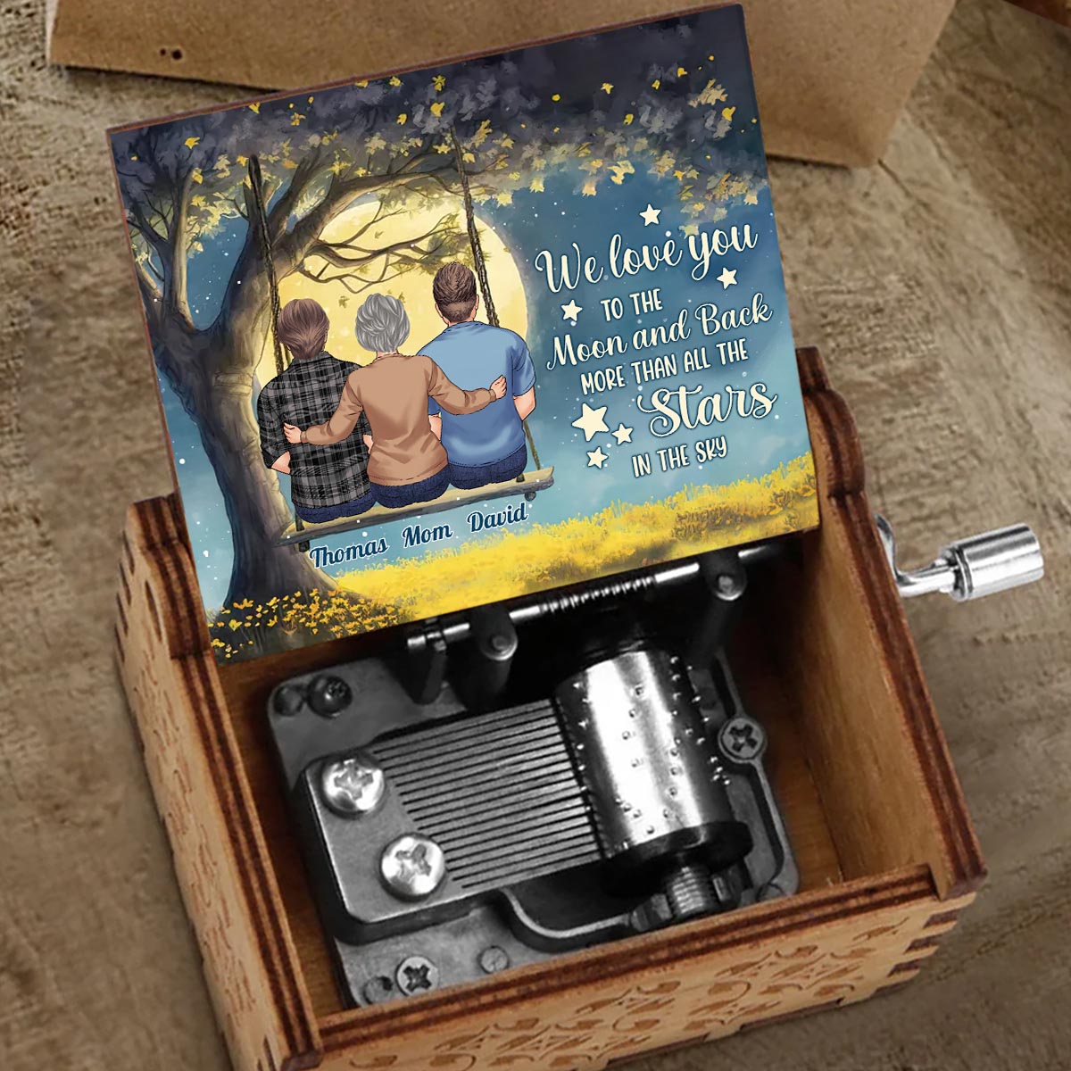 More Than All The Stars - Personalized Mother's Day Grandma Hand Crank Music Box