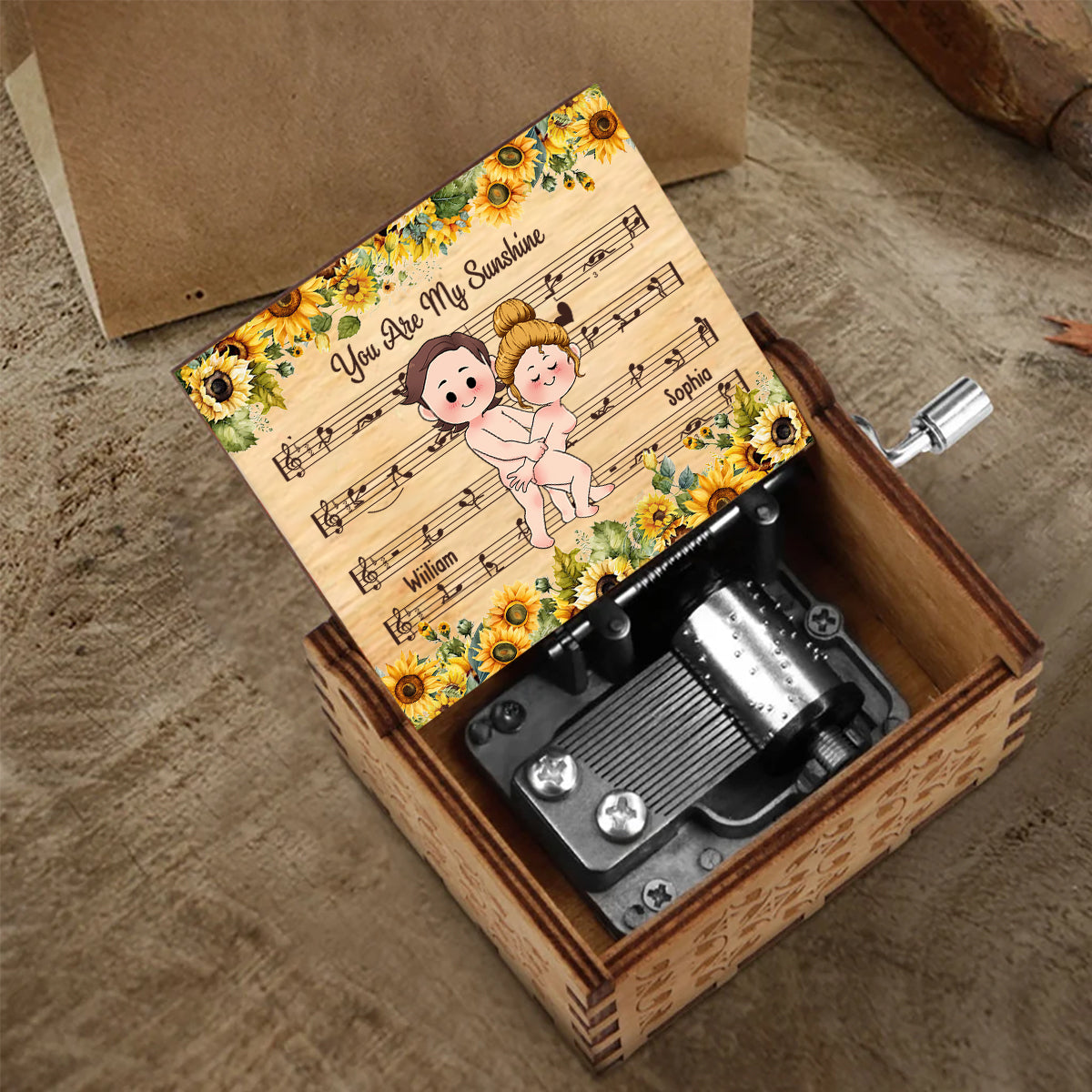 You Are My Sunshine - Personalized Couple Hand Crank Music Box