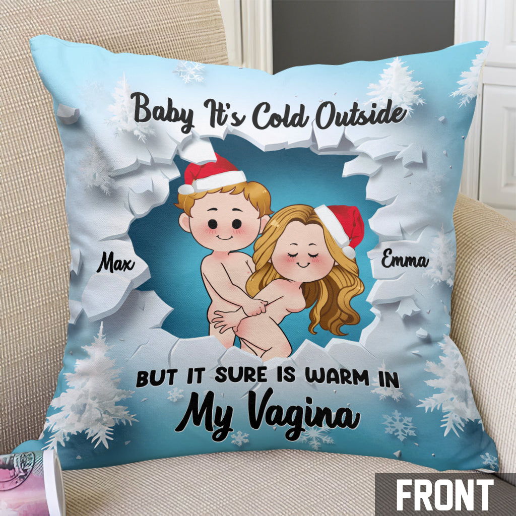 Baby It's Cold Outside - Personalized Couple Throw Pillow