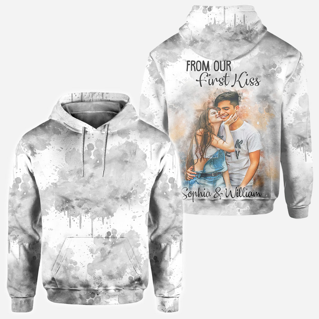 Watercolor Couple - Personalized Couple All Over Shirt