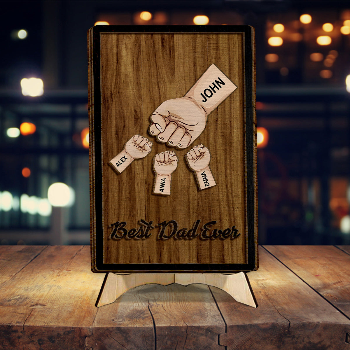 Best Dad Ever - Personalized Father 2 Layered Wood Sign / Wood Plaque
