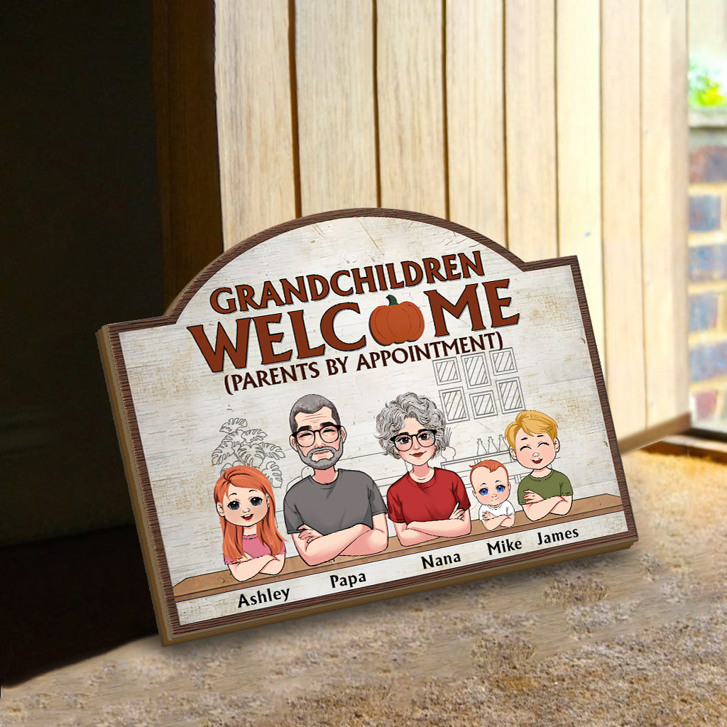 Grandchildren Welcome - Personalized Grandma Interchangeable Wood Sign