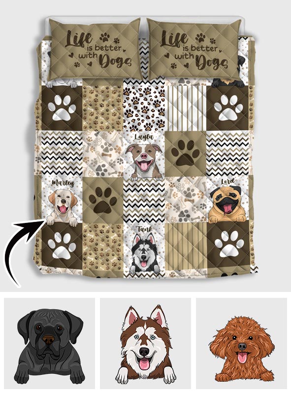 Niedliche Muster, personalisierte Haustierporträts – Geschenk für Hundeliebhaber – personalisiertes Quilt-Set