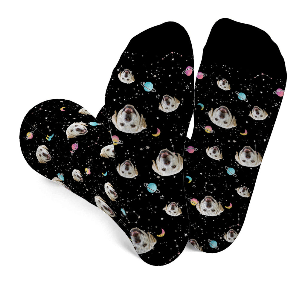 Chaussettes personnalisées pour chiens - Face Galaxy