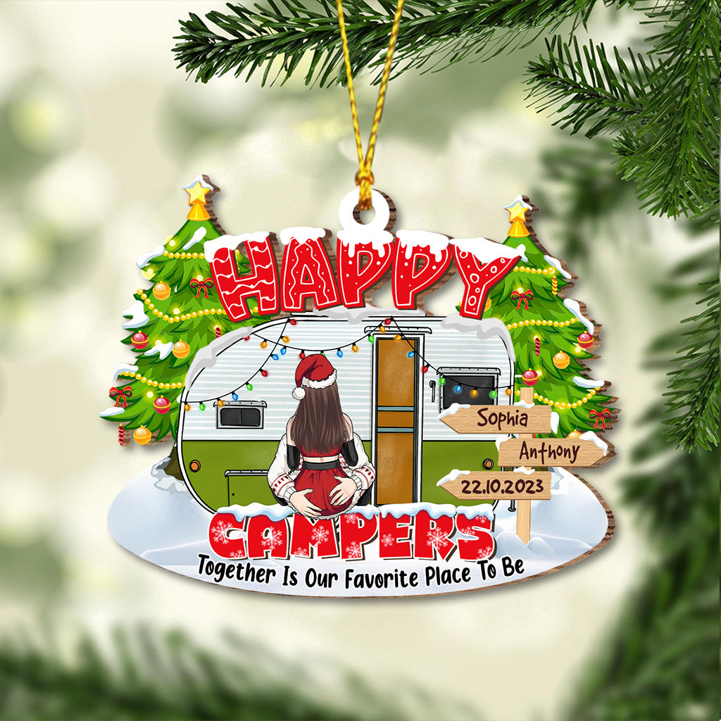 Happy Campers - Camping gift for husband, boyfriend, girlfriend, wife - Personalized Ornament