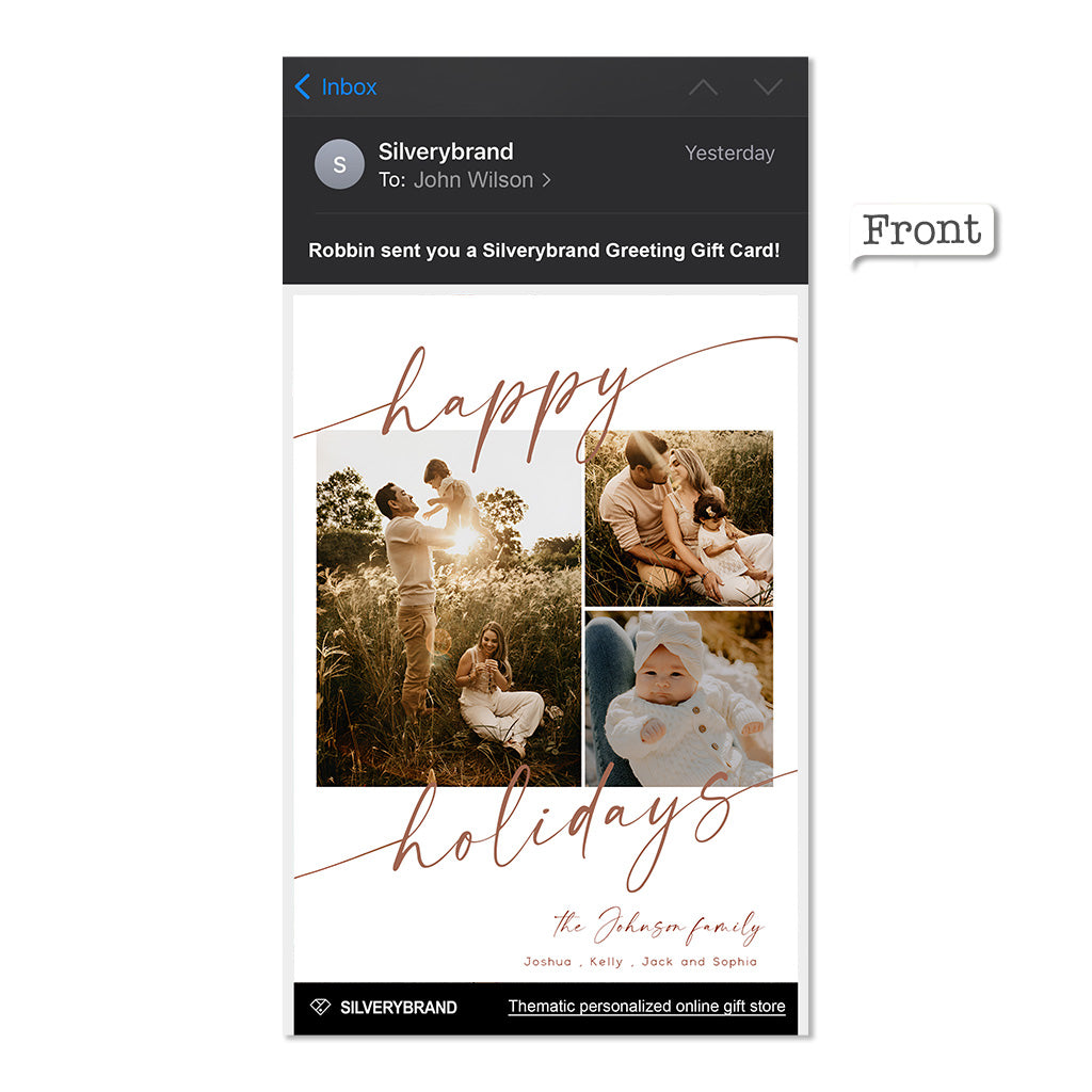 Custom Photos Names And Message Happy Holiday Card - Personalized Family Greeting Card