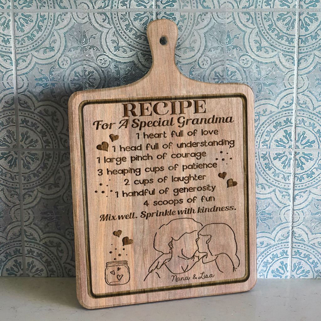 Recipe For A Special Grandma - Gift for grandma - Personalized Cutting Board