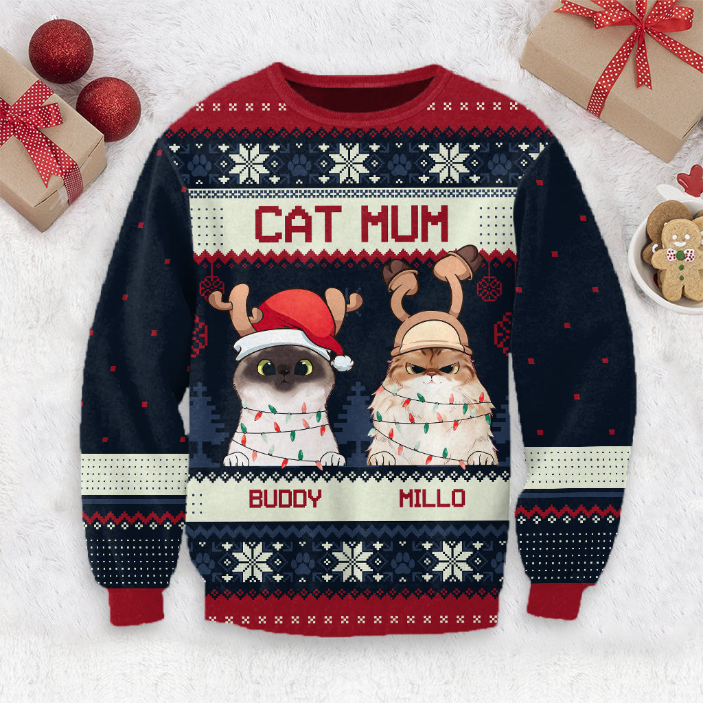 Meowy Christmas - Personalized Cat Ugly Sweater