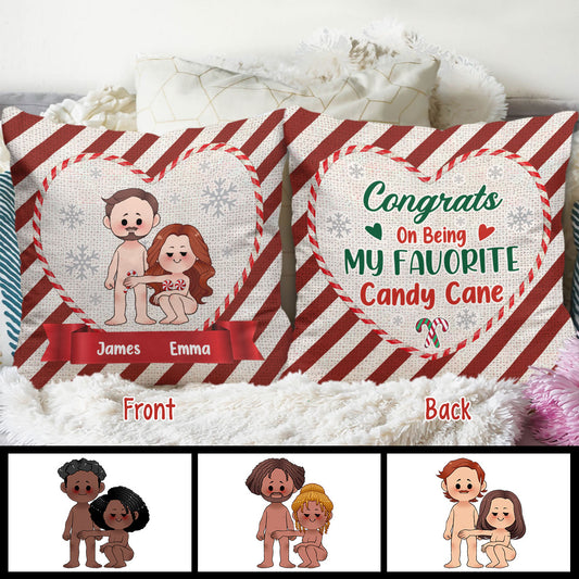 Congrats On Being My Favorite Candy Cane - gift for husband, wife, boyfriend, girlfriend - Personalized Throw Pillow