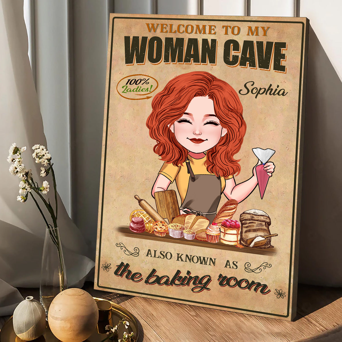 Welcome To My Woman Cave - Personalized Baking Canvas And Poster