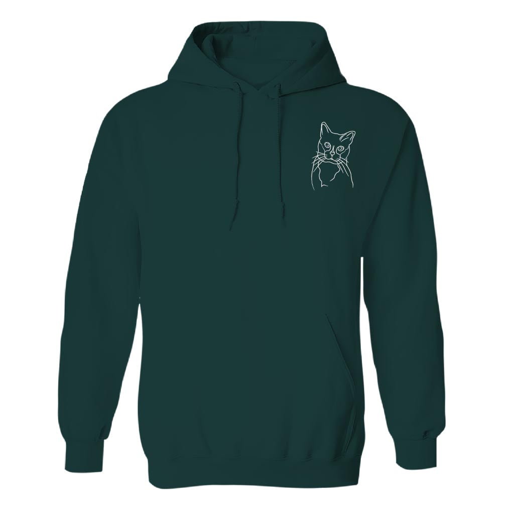 Custom Line Art - Personalized Cat Embroidered Hoodie