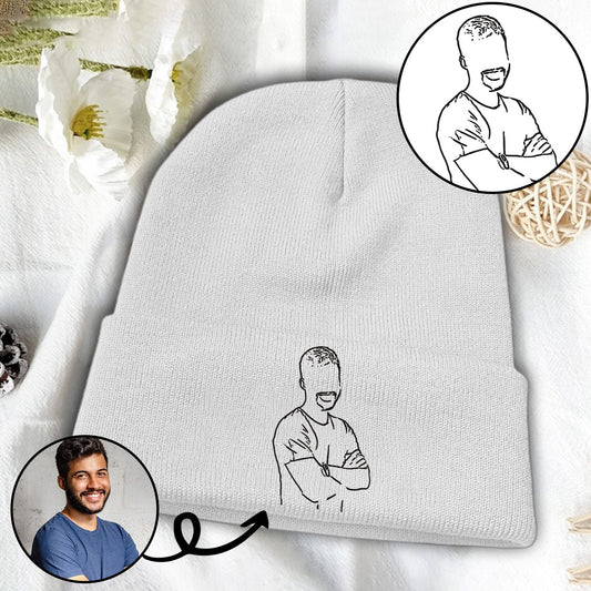 Bonnet brodé personnalisé avec photo - Bonnet brodé pour fils