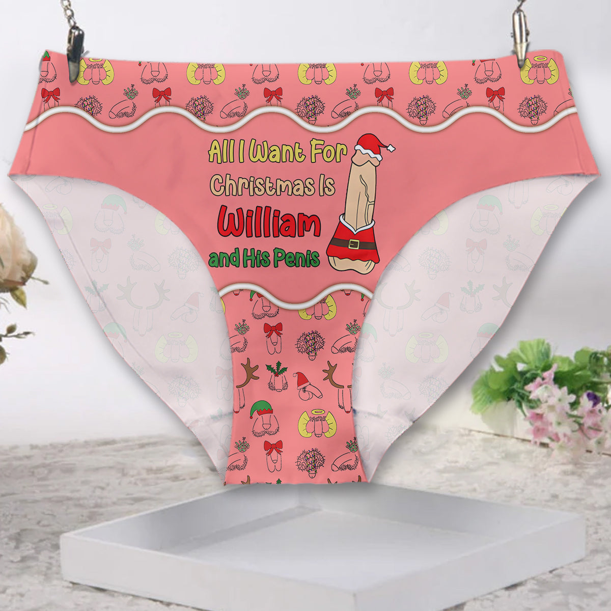 All I Want For Christmas - Personalized Couple Women Briefs