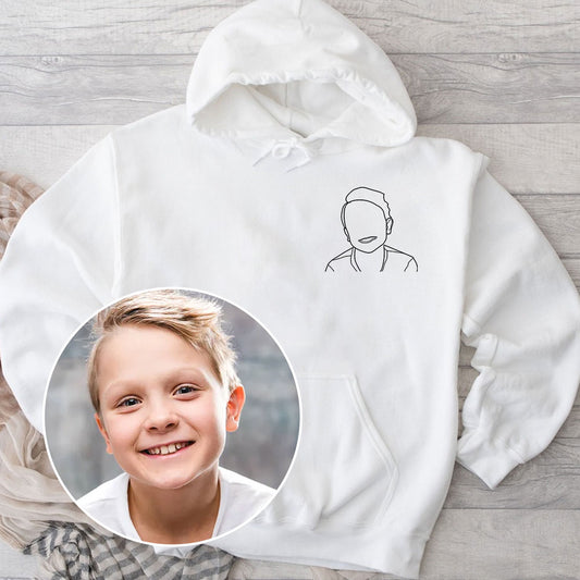 Custom Line Art - Personalized Kid Embroidered Hoodie