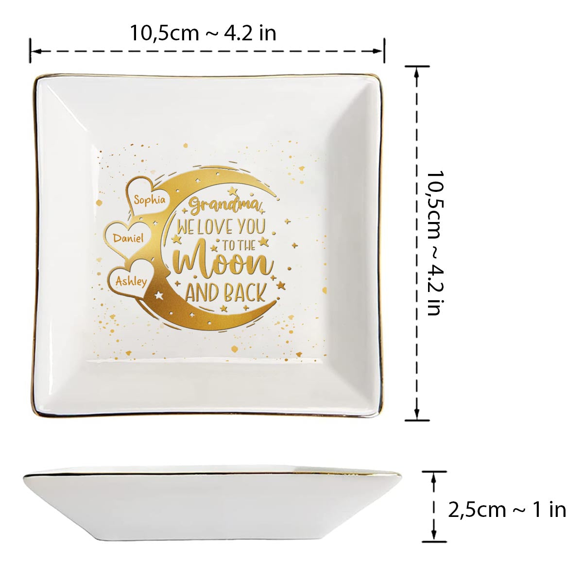 I Love You To The Moon And Back - Gift for mom, grandma, grandpa, uncle, aunt, dad - Personalized Jewelry Dish