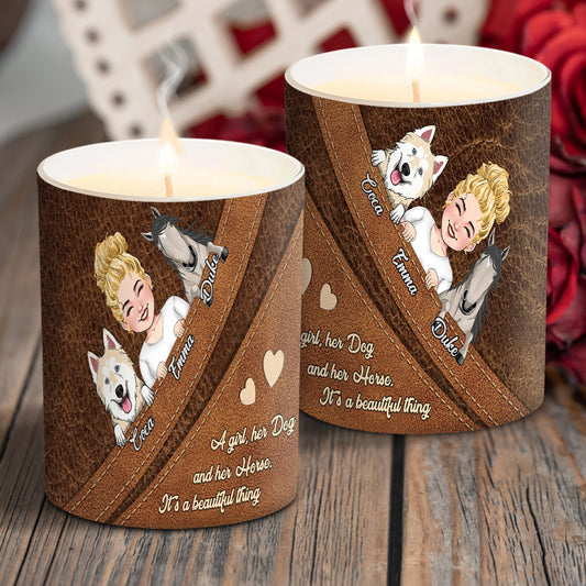 What A Beautiful Thing - Personalized Horse Candle With Wooden Lid