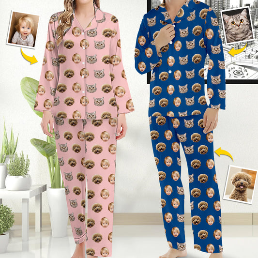 Custom Photo Pajamas Christmas - Personalized Family Button Down Pajamas