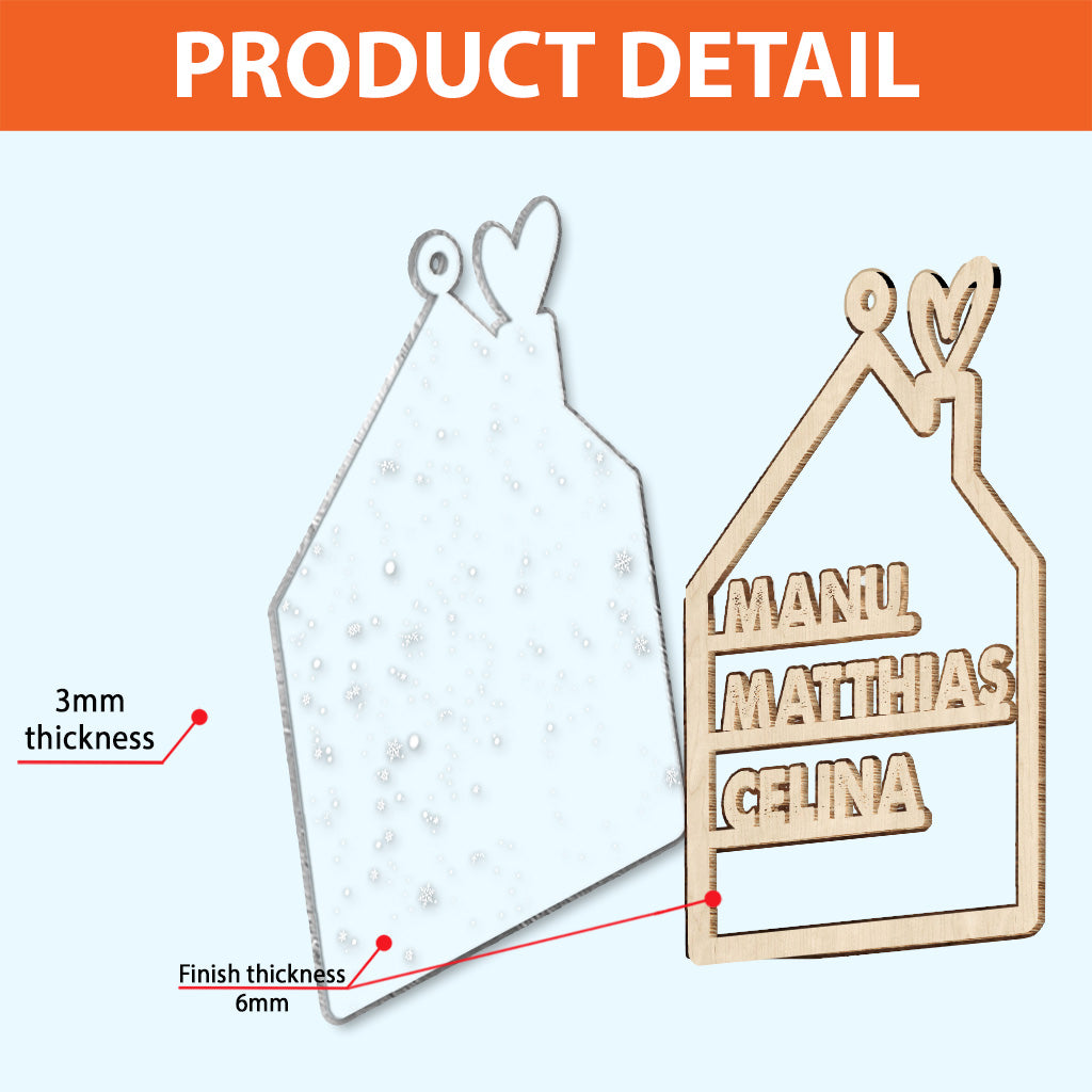 Family Name - Personalized Family 2 Layered Piece Mix Ornament