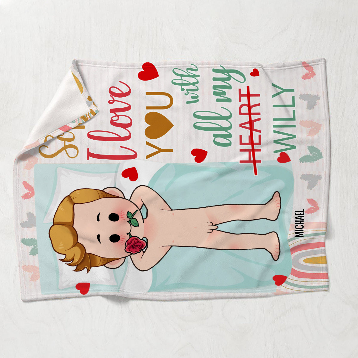 I Love You With All My Willy - Personalized Couple Blanket