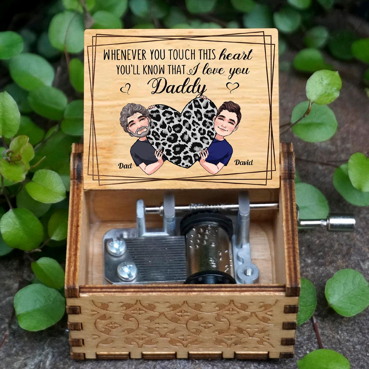 Whenever You Touch This Heart - Gift for mom, grandma, grandpa, daughter, son, granddaughter, grandson, wife, husband, dad, aunt, uncle, sister, brother - Personalized Hand Crank Music Box