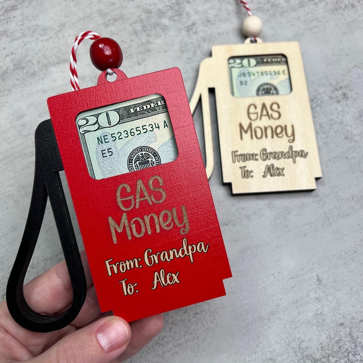 Gas Money - Kid gift for him, boyfriend, husband - Personalized Gift Card Holder/ Money Ornament