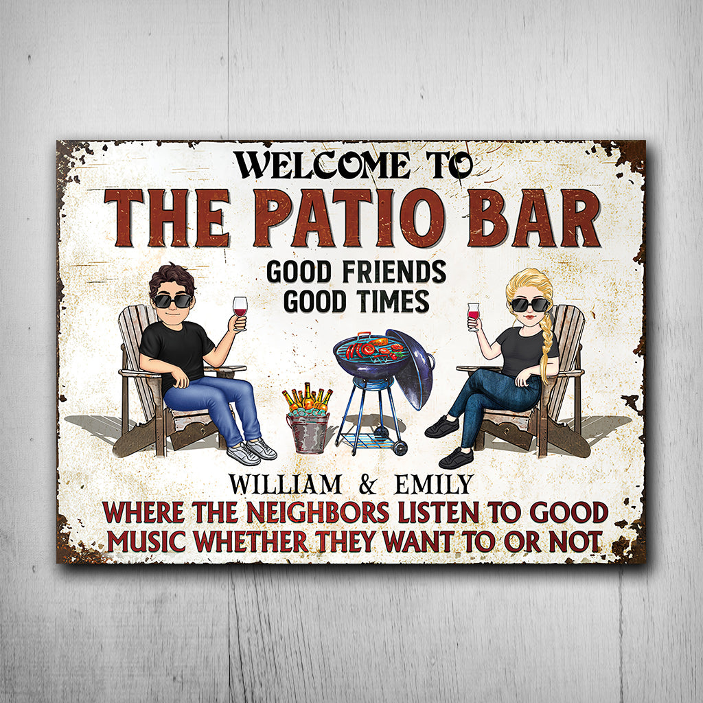 Welcome To The Patio Bar - Personalized Backyard Rectangle Metal Sign