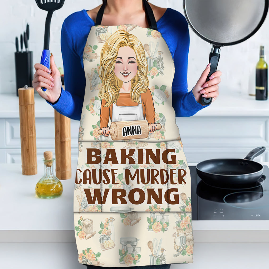 Baking Because Murder Is Wrong - Personalized Baking Apron