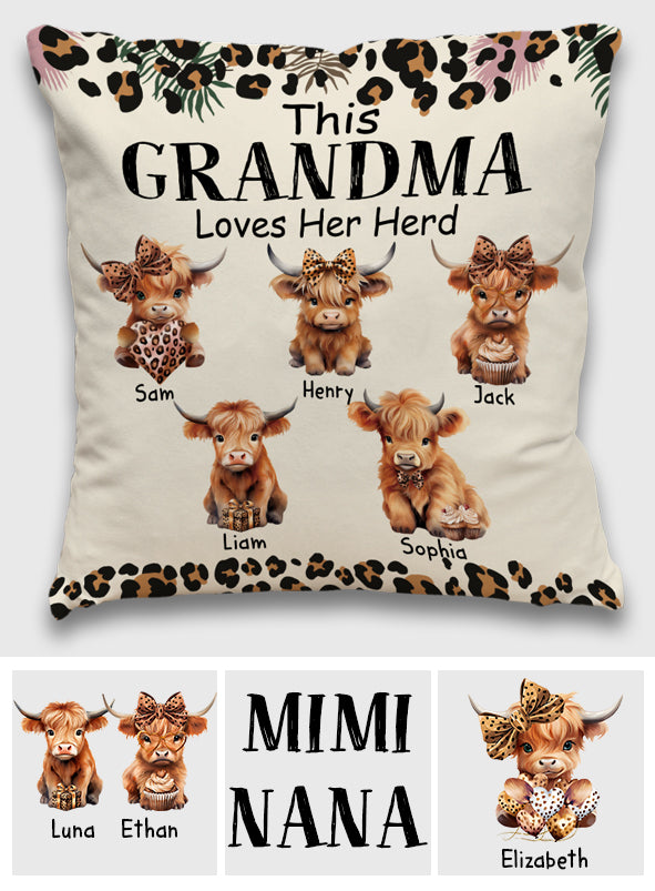Mamie/Nana/Mimi... Aime sa famille - Coussin décoratif personnalisé pour grand-mère