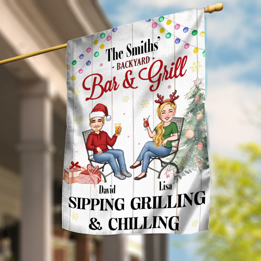 Bar & Grill - Personalized Backyard House Flag