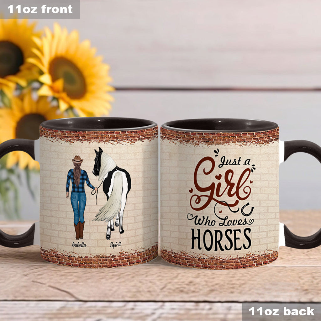 Just A Girl Who Loves Horses - Personalized Horse Accent Mug