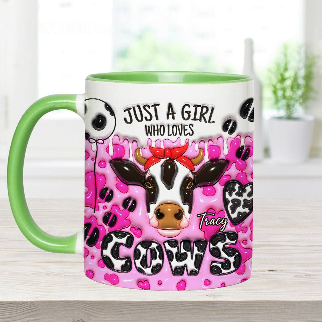 Mug personnalisé « Juste une fille qui aime les vaches » avec motif vache