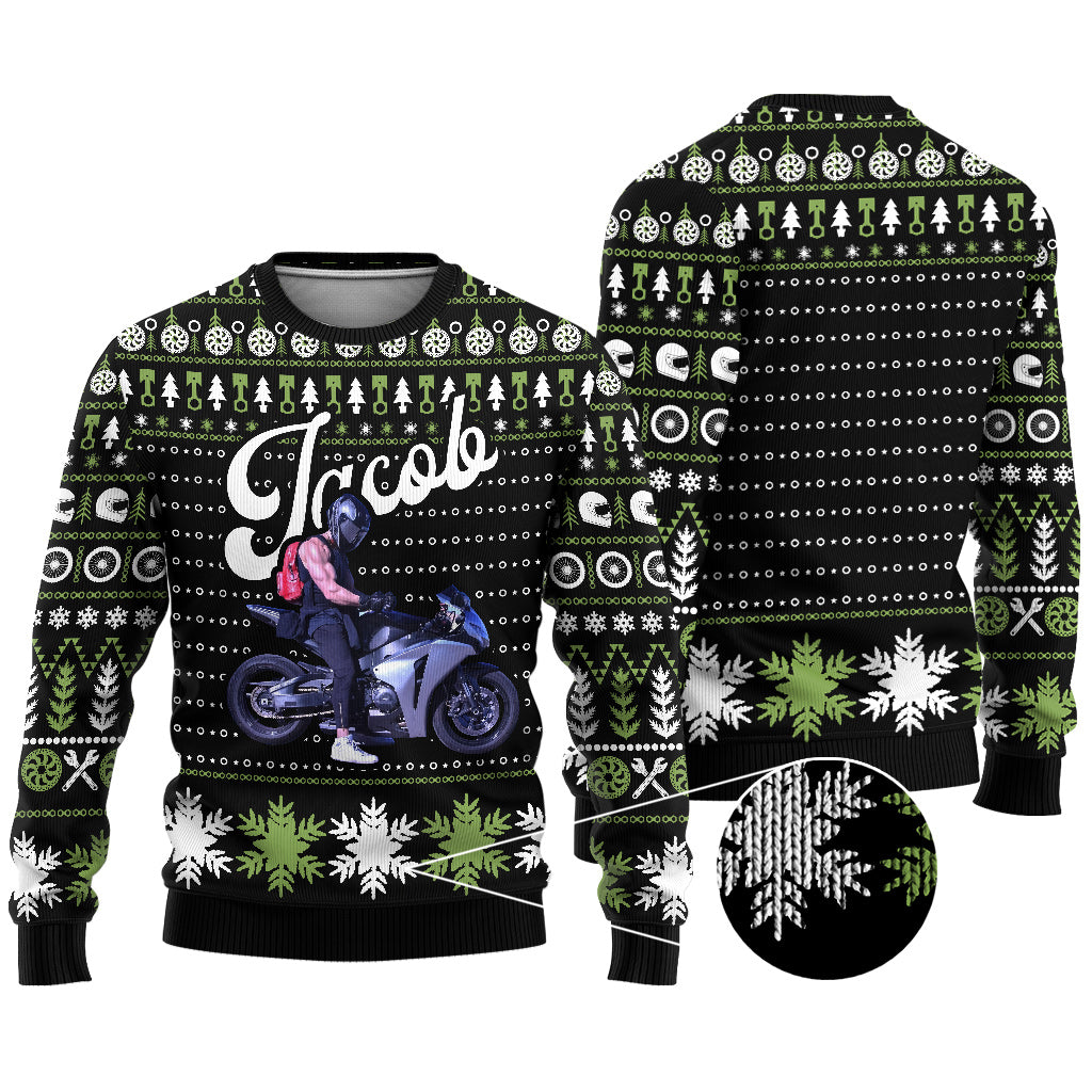 Love Motorcycles - Personalized Biker Ugly Sweater