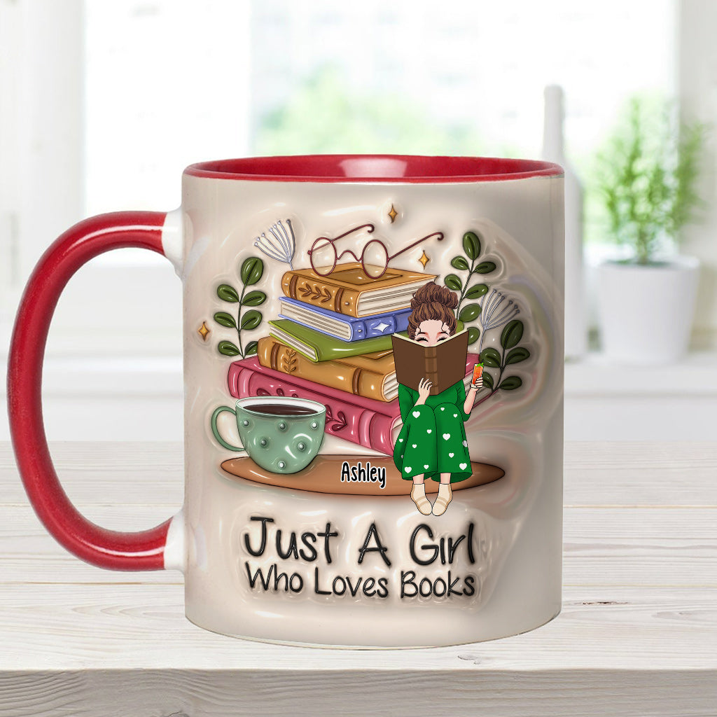 Just A Girl Who Loves Books - Personalized Book Accent Mug