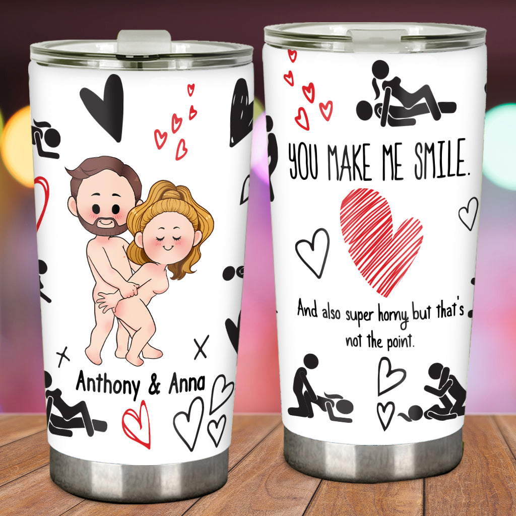 You Make Me Smile - Personalized Couple Tumbler