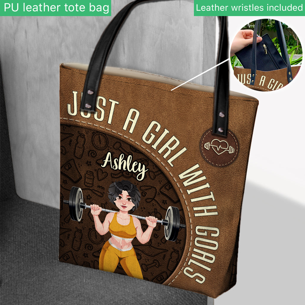 Just A Girl With Goals - Personalized Fitness Tote Bag