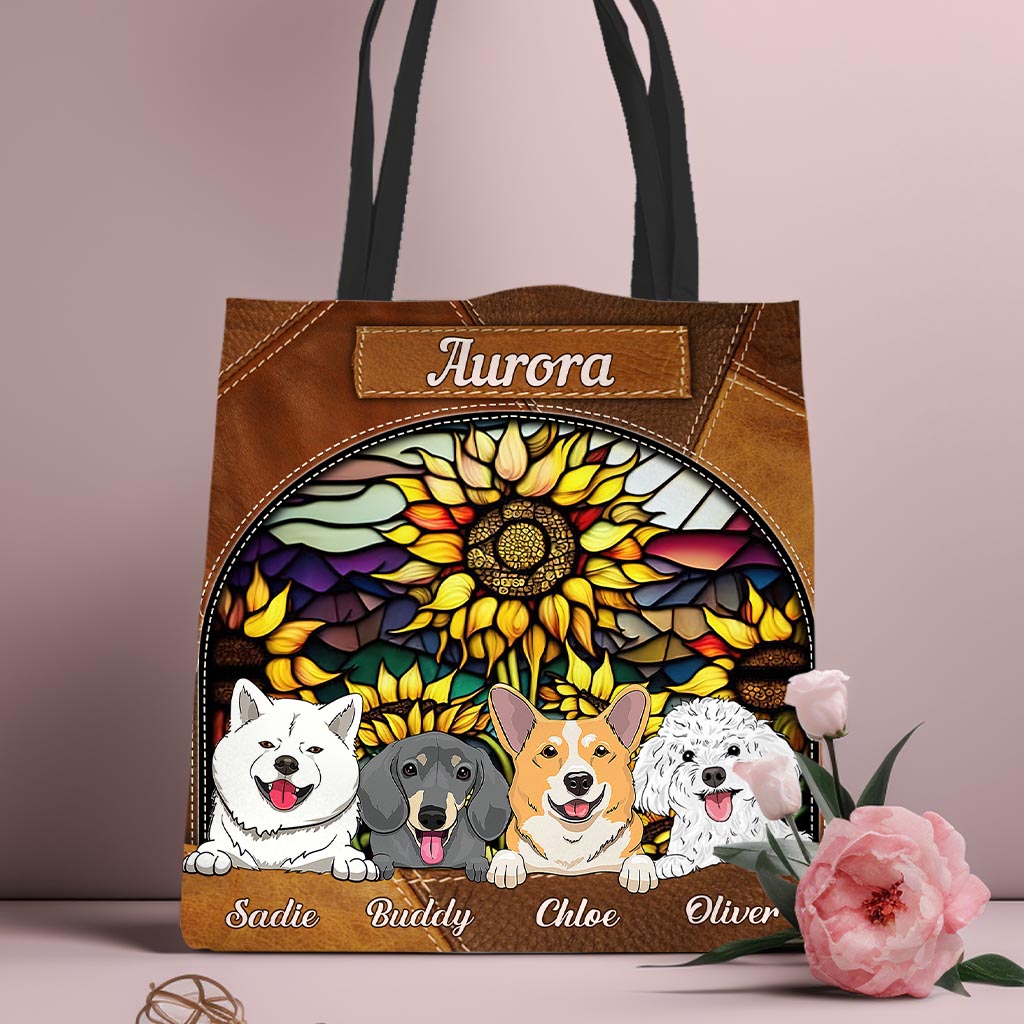 You Are My Sunshine Sunflower Stained Glass - Personalized Dog Tote Bag