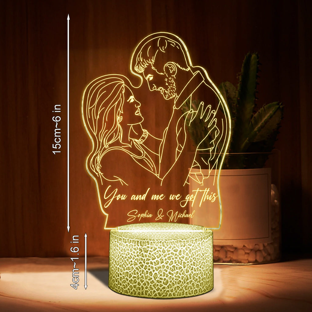 Line Drawing Couple - Personalized Couple Shaped Plaque Light Base