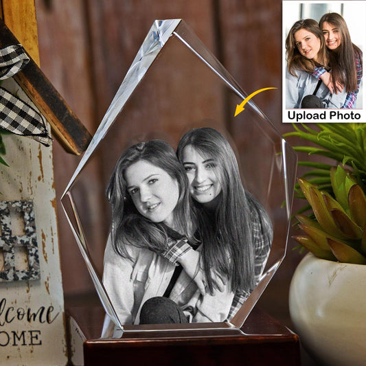 Custom Photo - Personalized Bestie Laser Engraving 3D Iceberg Shaped Crystal Lamp