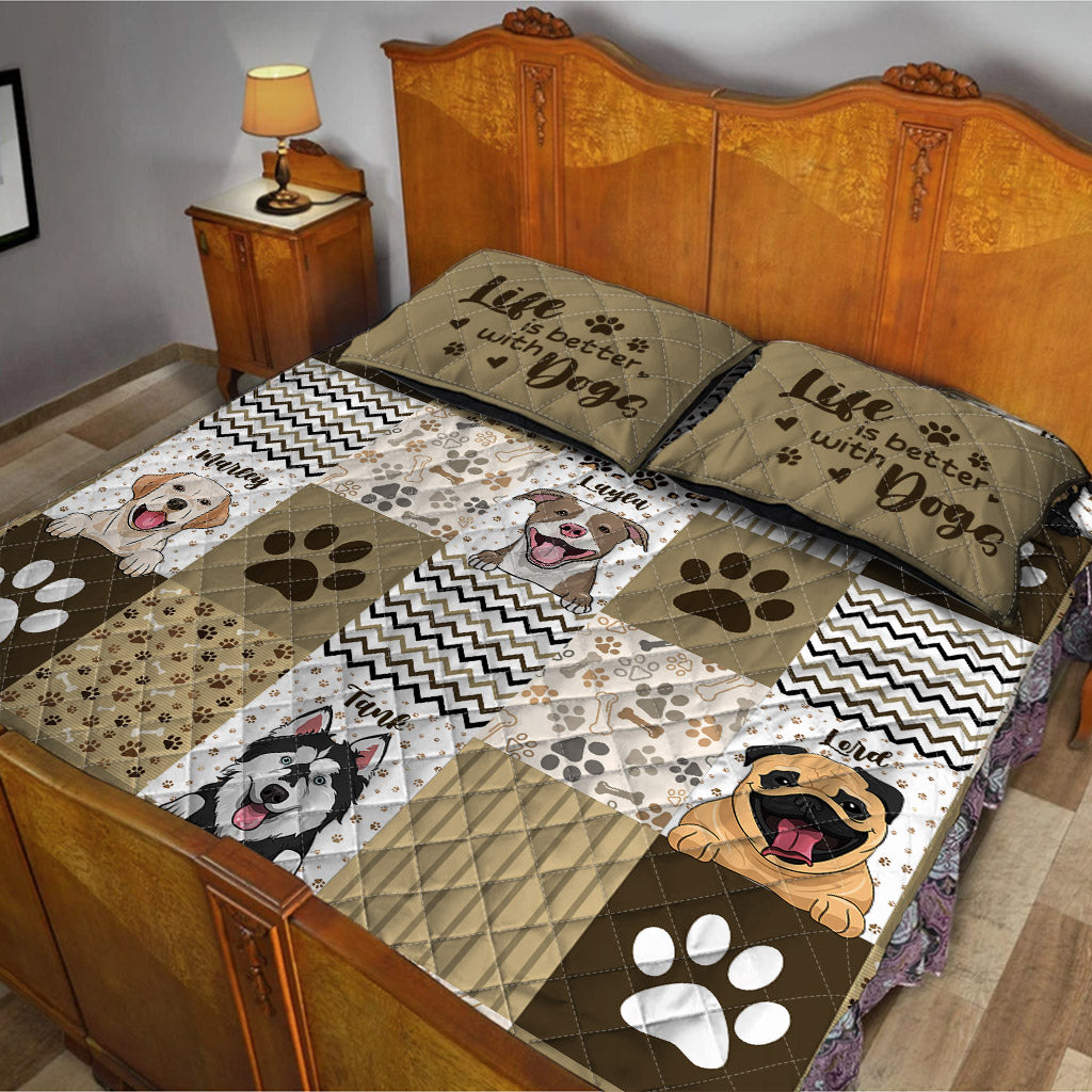 Niedliche Muster, personalisierte Haustierporträts – Geschenk für Hundeliebhaber – personalisiertes Quilt-Set