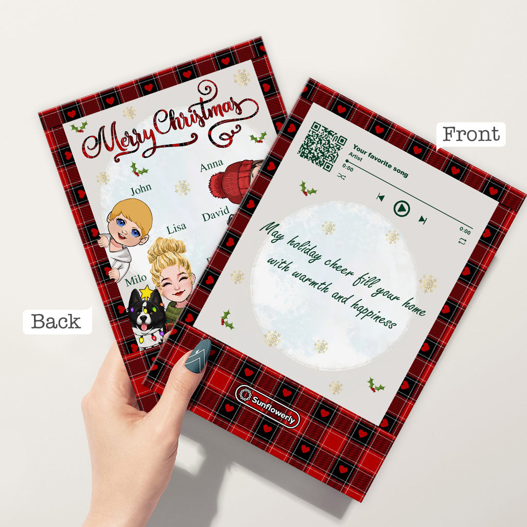 Merry Christmas Snowman - Personalized Family Greeting Card