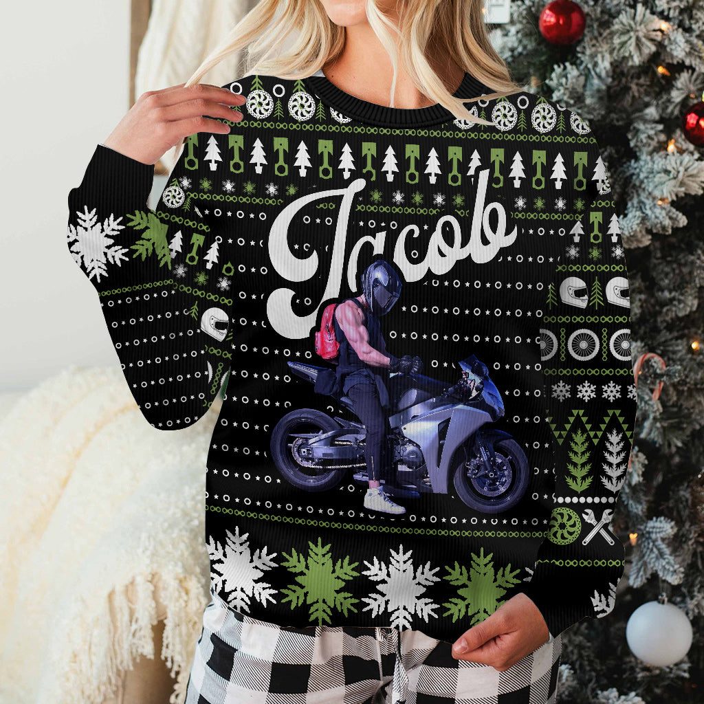 Love Motorcycles - Personalized Biker Ugly Sweater