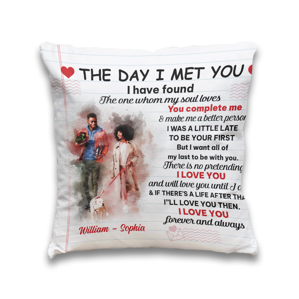 The Day I Met You - Personalized Couple Throw Pillow