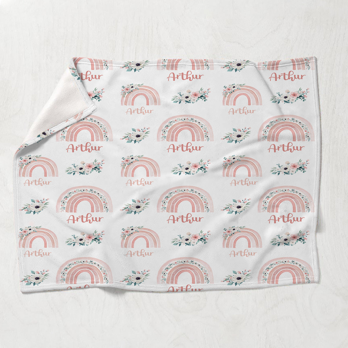 Retro-Regenbogen-Decke mit individuellem Namen – personalisierte Decke für den Enkel