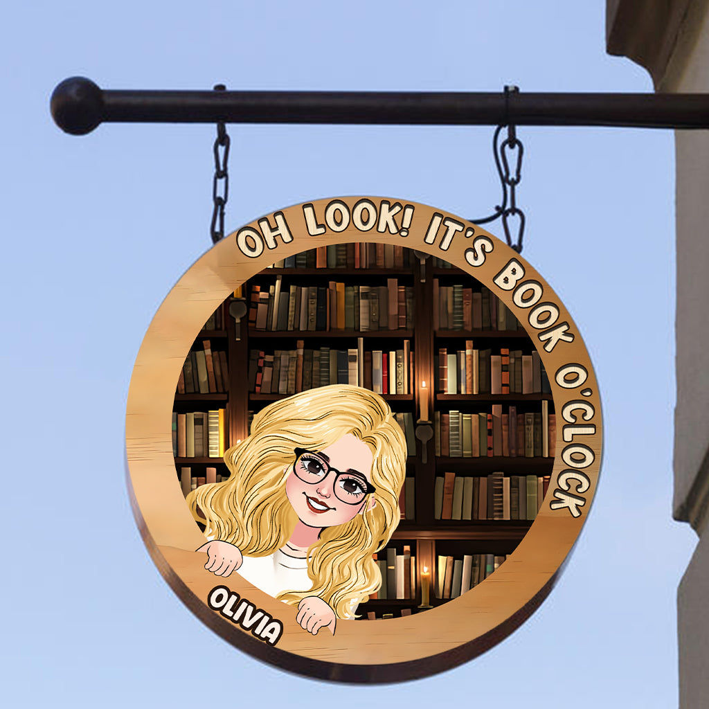 It's Book O'clock - Personalized Book Round Metal Sign