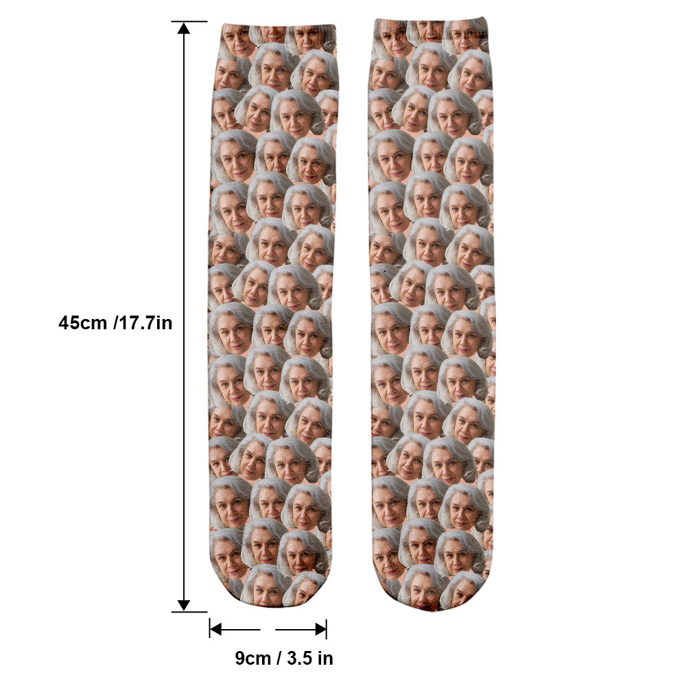 Customizable Printed Face - Personalized Grandma Socks