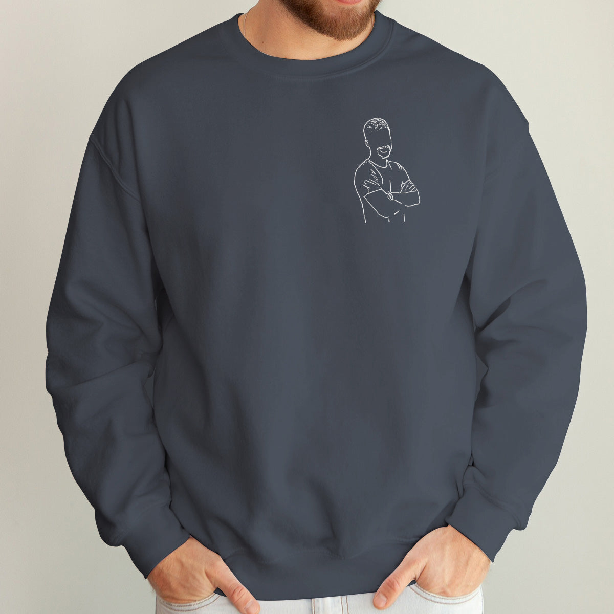 Individuelle Strichzeichnung – Personalisierter bestickter Pullover für meinen Enkel