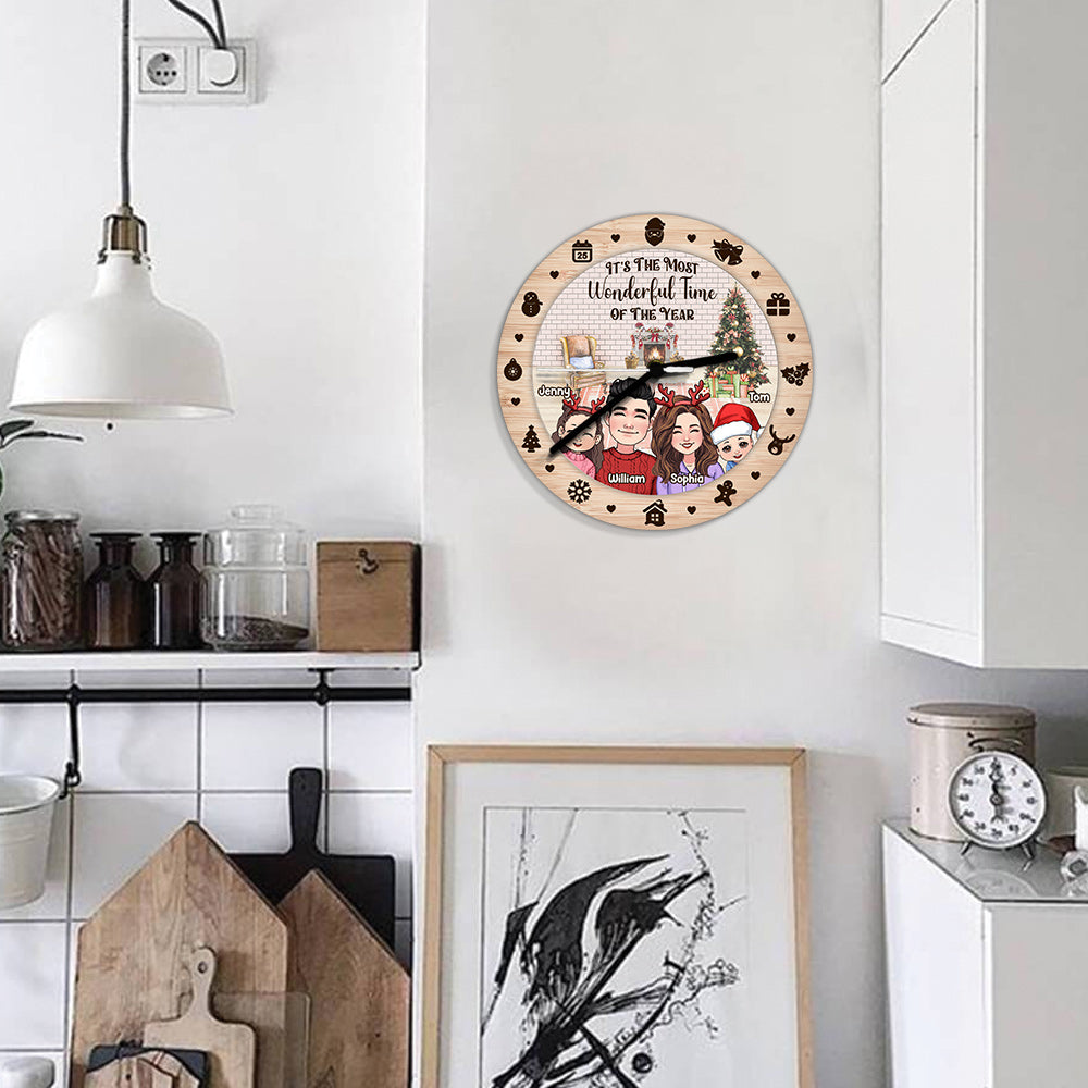 The Most Wonderful Time Of The Year - Personalized Family Wall Clock