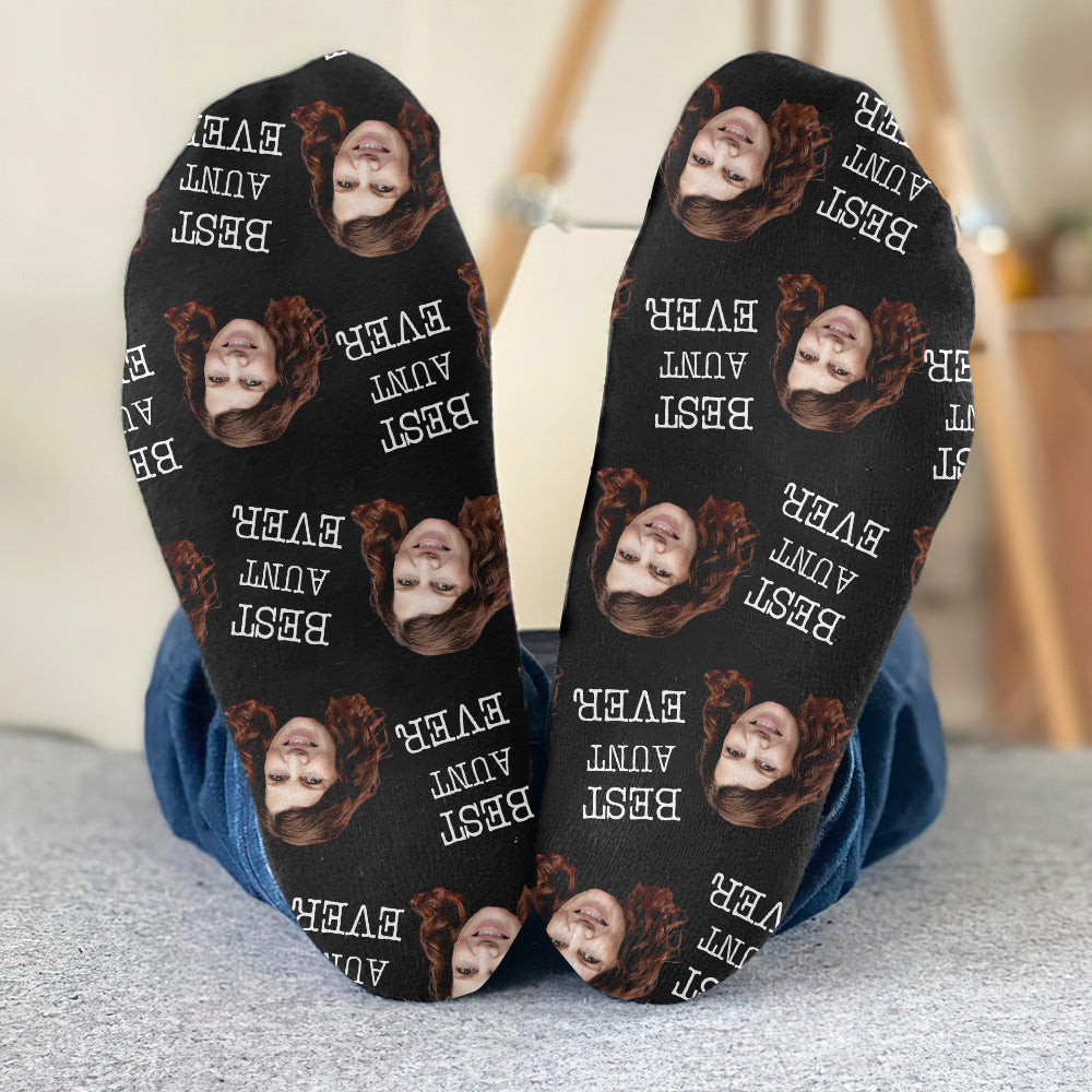 Chaussettes personnalisées pour tante - Face personnalisée